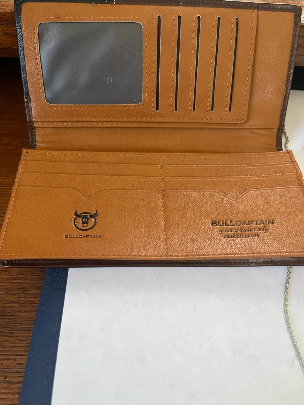 New no tag Bullcaptain leather man’s long wallet